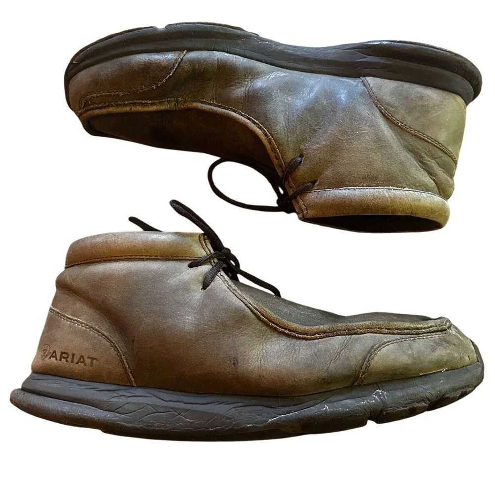 Ariat Spitfire Mens Brown Leather Moc Toe Chukka Boots Size‎ 13D